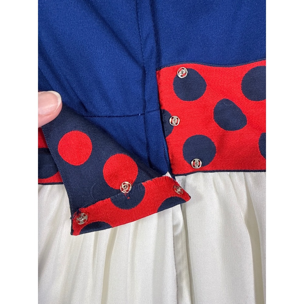 Lillie Rubin Vintage 60s 70s Hostess Maxi Dress Blue White Red Empire Waist XS - Picture 8 of 10